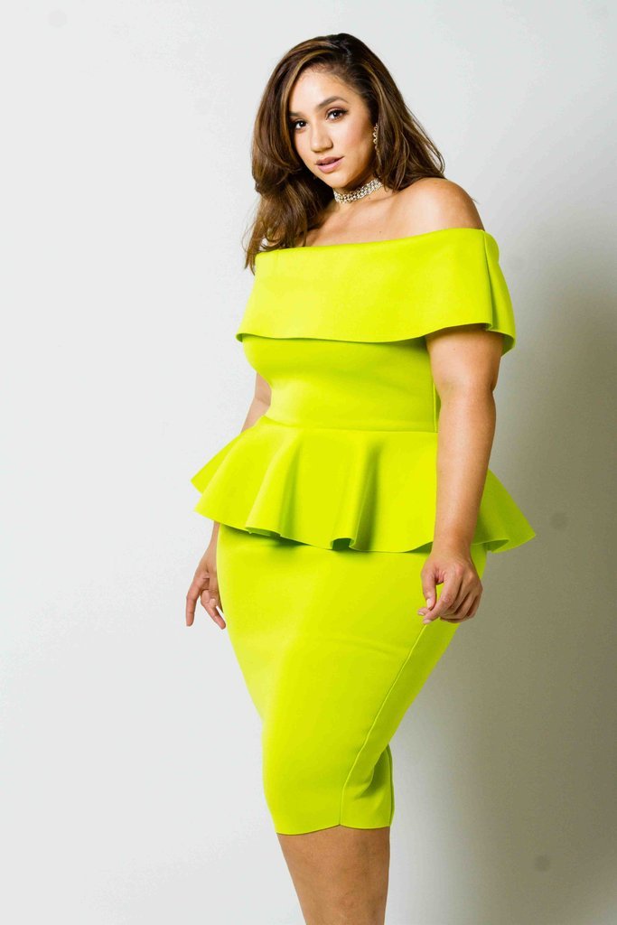 Plus Size Peplum Sexy Off Shoulder Dress