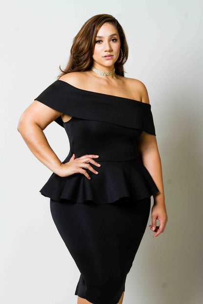 Plus Size Peplum Sexy Off Shoulder Dress