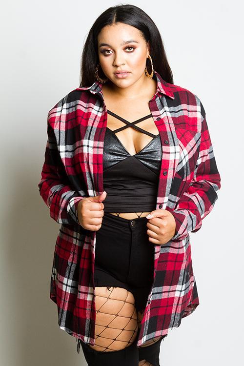 Plus Size Trendsetter Over Sized Flannel Top
