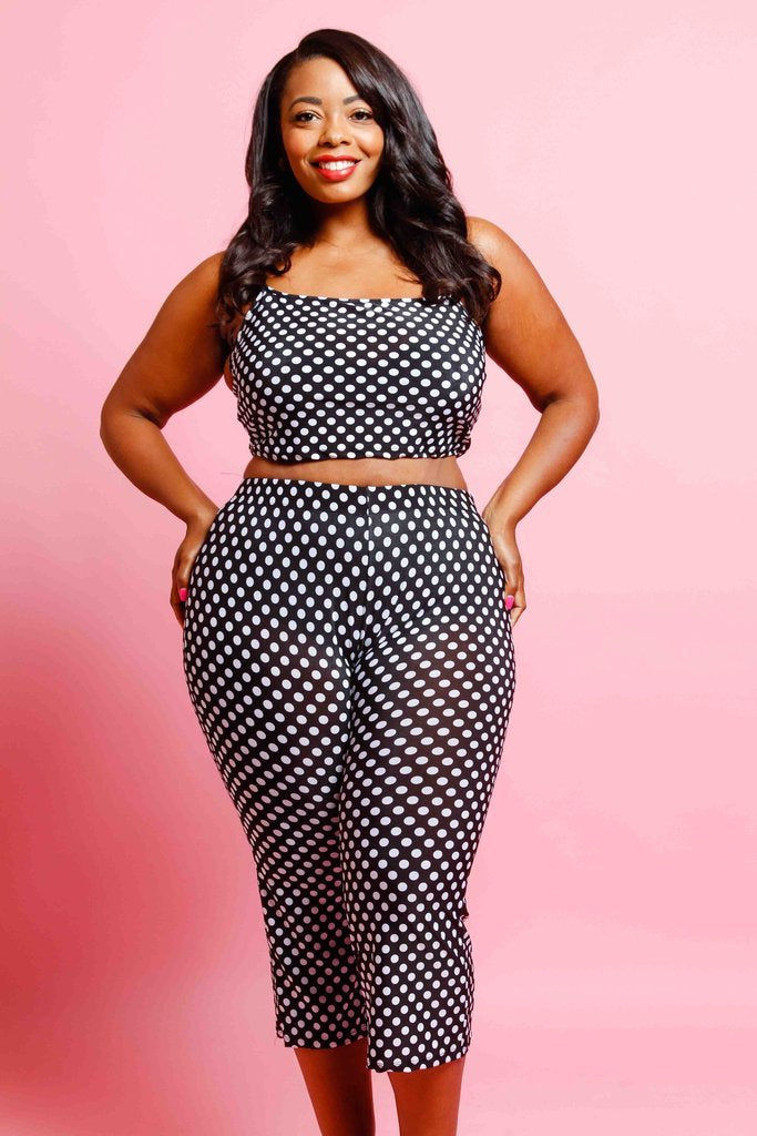 Plus Size Polka Dot Matching Set