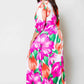 Plus Size Gorgeous Floral Maxi Dress with Bodysuit Insert