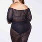 Plus Size Sexy Off Shoulder See Through Mesh Dress