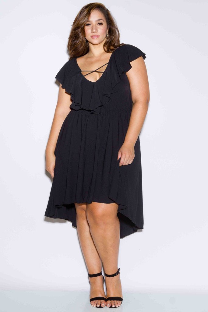 Plus Size Glam Ruffle High Low Dress