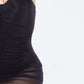 Plus Size Ruched See Through Mesh Dress