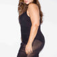 Plus Size Ruched See Through Mesh Dress
