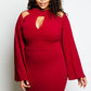 Plus Size Bell Sleeve Cut Out Detail Dress