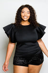 Plus Size Glam Ruffle Sleeve Top