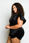 Plus Size Glam Ruffle Sleeve Top