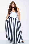 Plus Size Stripe Scuba Maxi Skirt