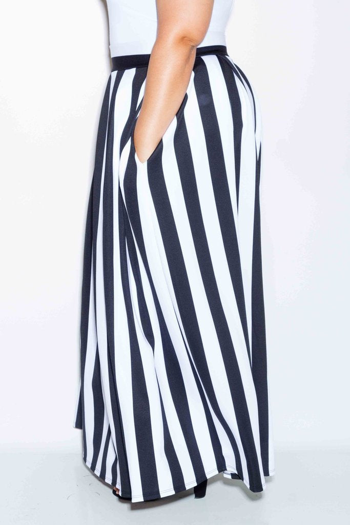 Plus Size Stripe Scuba Maxi Skirt