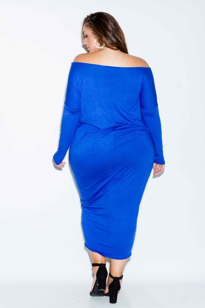 Plus Size Sexy Off Shoulder Long Sleeved Jersey Maxi Harem Dress