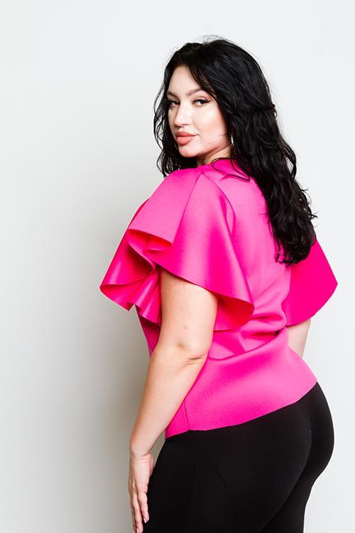 Plus Size Glam Ruffle Sleeve Top