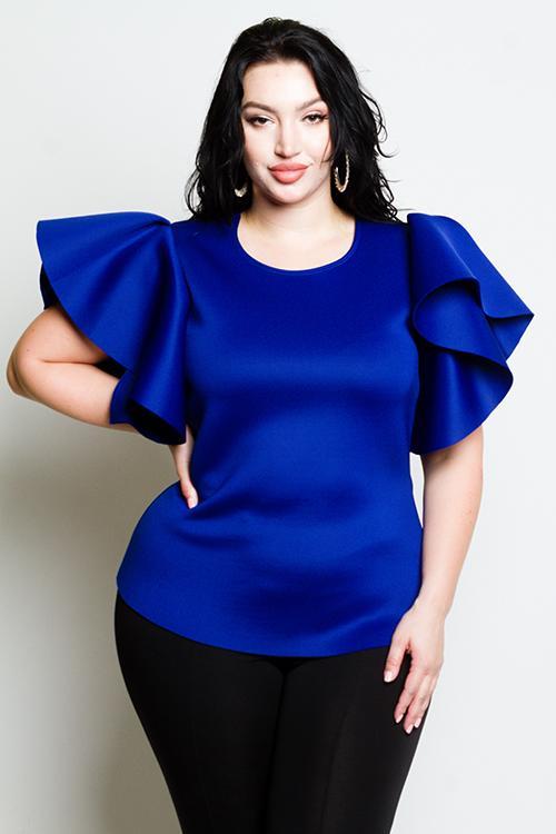 Plus Size Glam Ruffle Sleeve Top