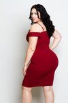 Plus Size Cold Shoulder Sexy Lace Up Dress