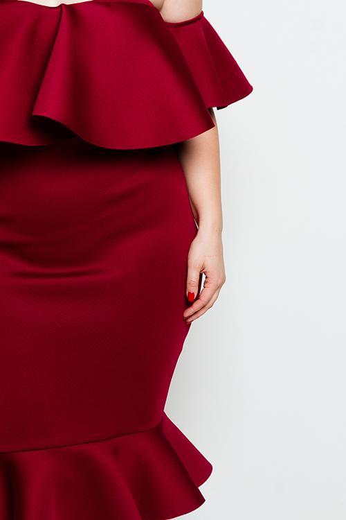 Plus Size Sexy Off Shoulders Slay Goddess Glam Ruffled Dress