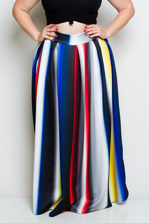 Plus Size Colorful Maxi Skirt