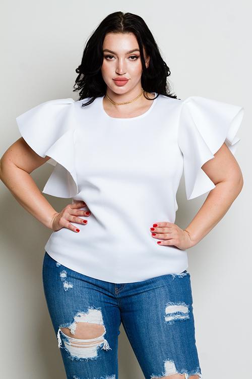 Plus Size Glam Ruffle Sleeve Top