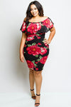 Plus Size Sexy Off Shoulder Gorgeous Floral Dress