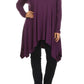 Plus Size Solid Long Sleeve Relaxed Fit Round Neck Tunic - Purple