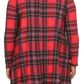 Plus Size Plaid Printed Knit Tunic Top With Long Sleeves - Redplaid