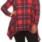 Plus Size Plaid Printed Knit Tunic Top With Long Sleeves - Redplaid