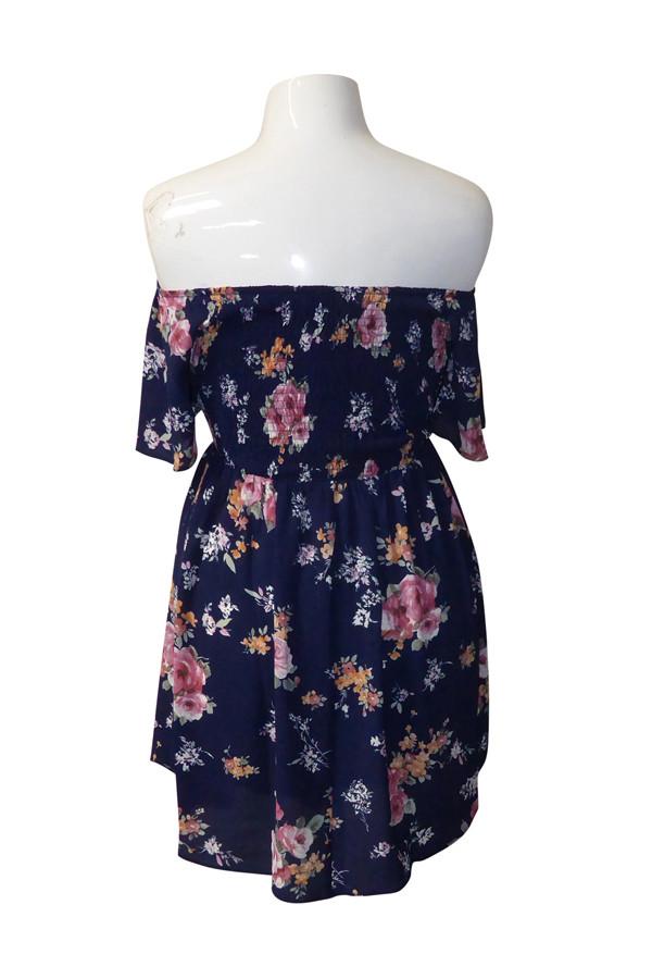 Plus Size Blossom Ruched Mini Dress
