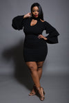 Plus Size Knit Dress with Ruffle Sleeve