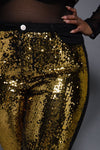 Plus Size Bedazzled Sparkling Knee Slit Denim Gold Jeans