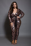 Plus Size Sparkling Deep V-Neck Sequin Jumpsuit