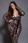 Plus Size Sparkling Deep V-Neck Sequin Jumpsuit