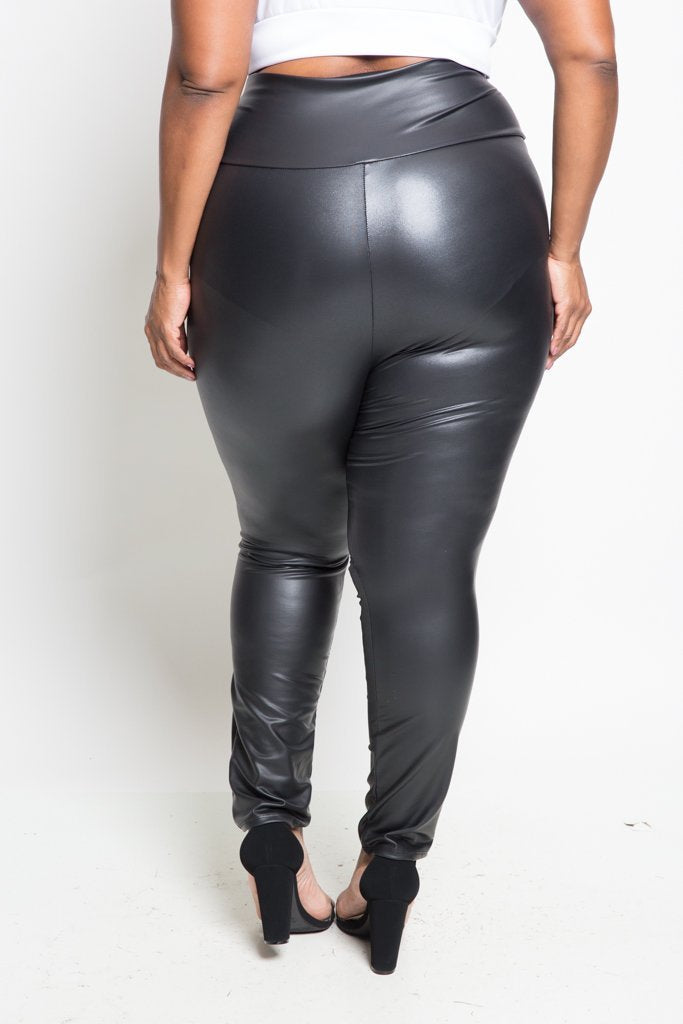 Plus Size Sleek High Waist Faux Leather Leggings