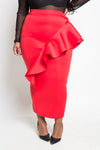 Plus Size Glam Cascade Ruffle Midi Skirt