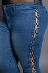 Plus Size Lace Up Skinny Jeans