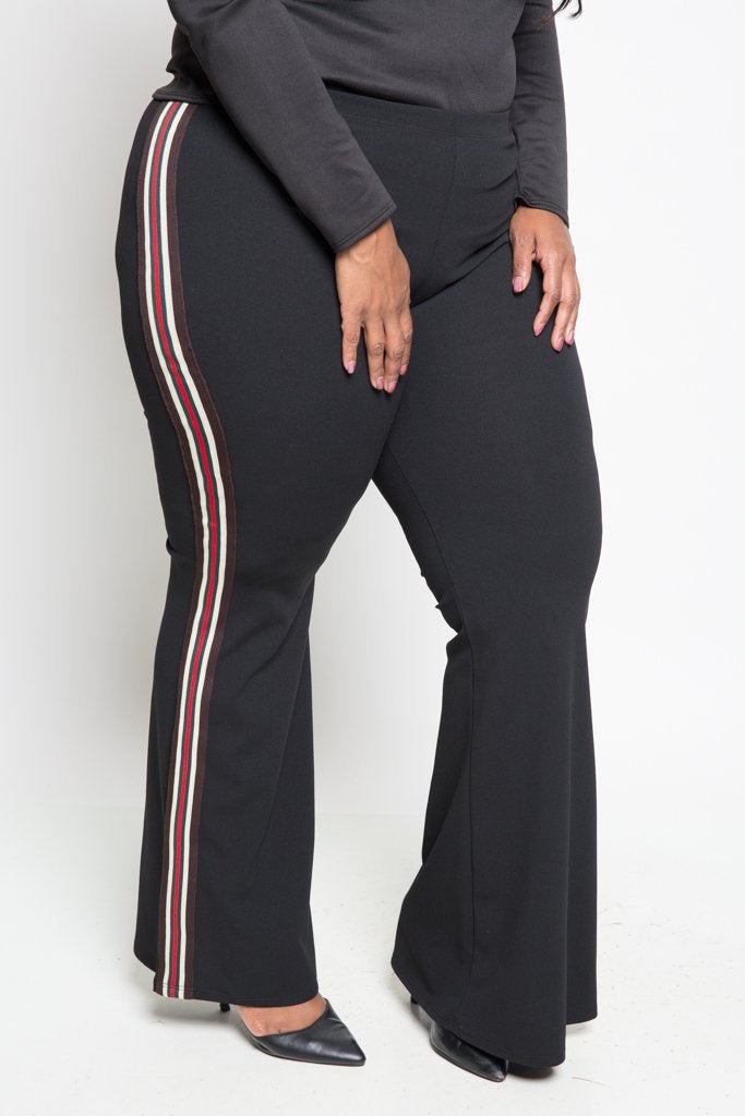 Plus Size Soft Racer Stripe Flare Pants