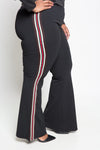 Plus Size Soft Racer Stripe Flare Pants