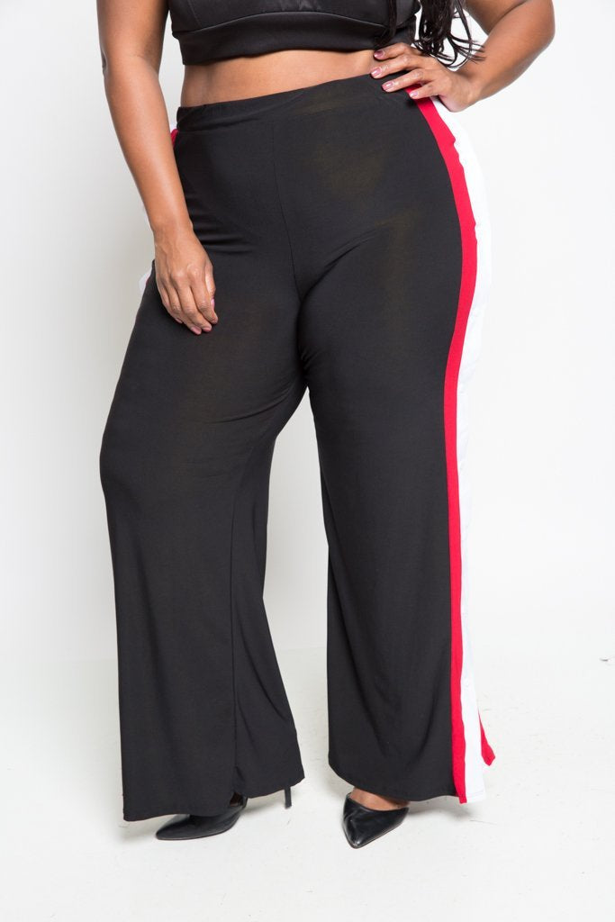 Plus Size Sporty Button Down Pants