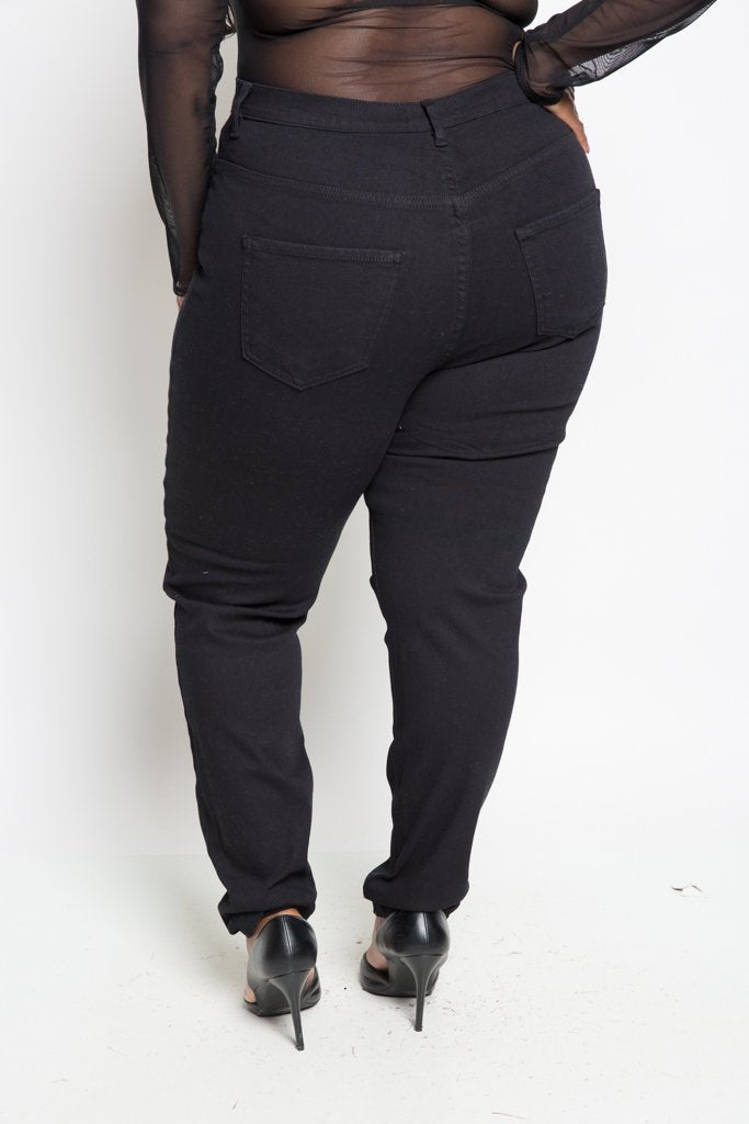Plus Size Black High Waist Ripped Jeans