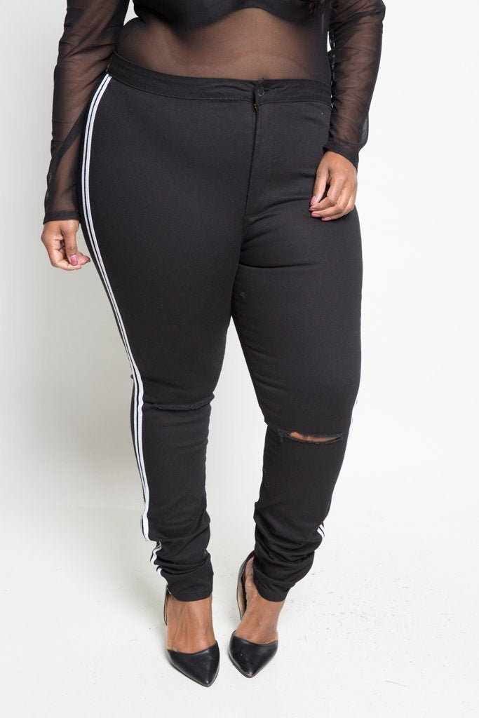 Plus Size Sporty Side Stripe Jeans