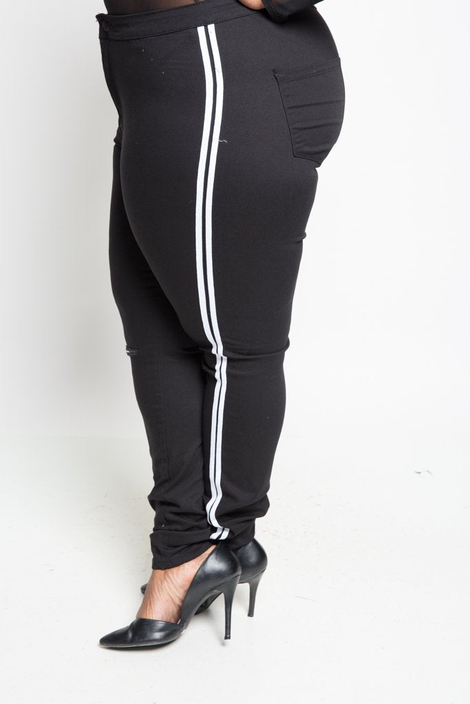 Plus Size Sporty Side Stripe Jeans