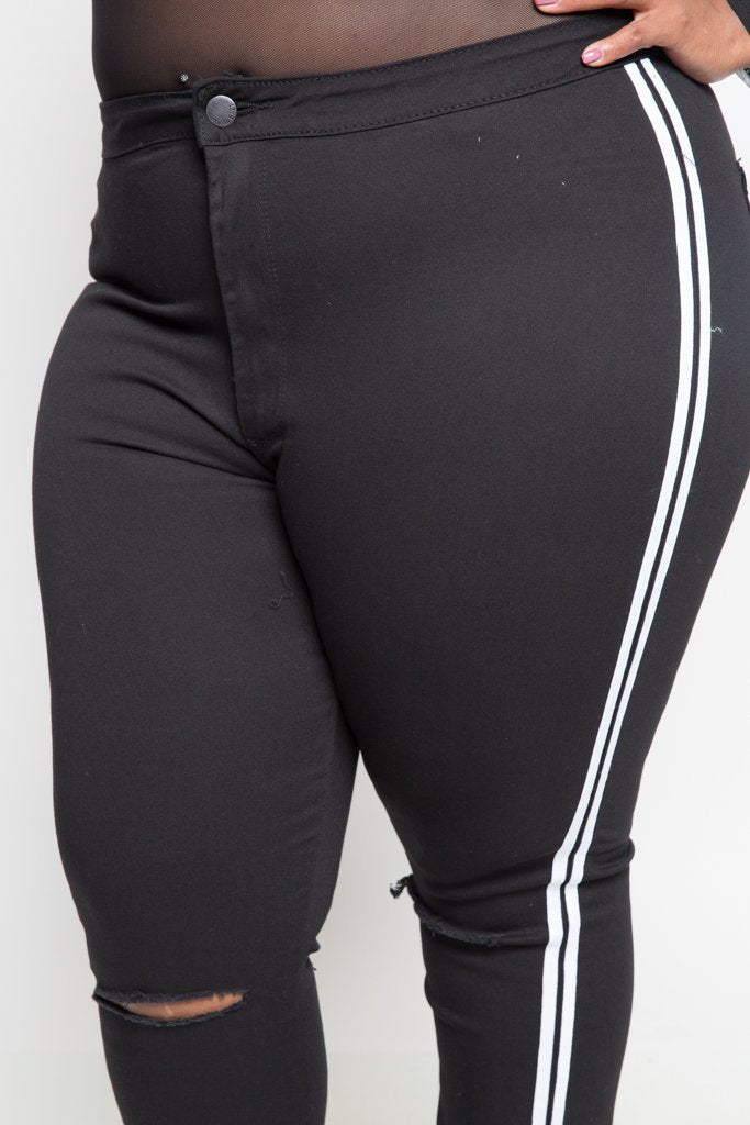 Plus Size Sporty Side Stripe Jeans