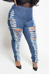 Plus Size High Fashion Ultra Sliced Denim