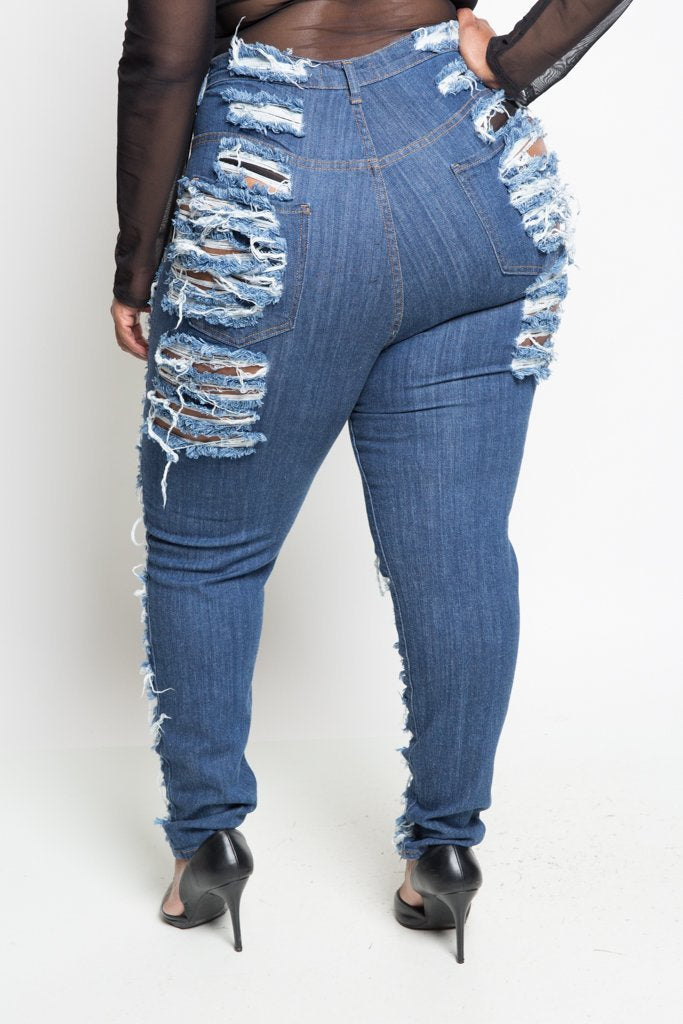 Plus Size High Fashion Ultra Sliced Denim