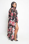 Plus Size Double Slit Flowy Floral Maxi Dress
