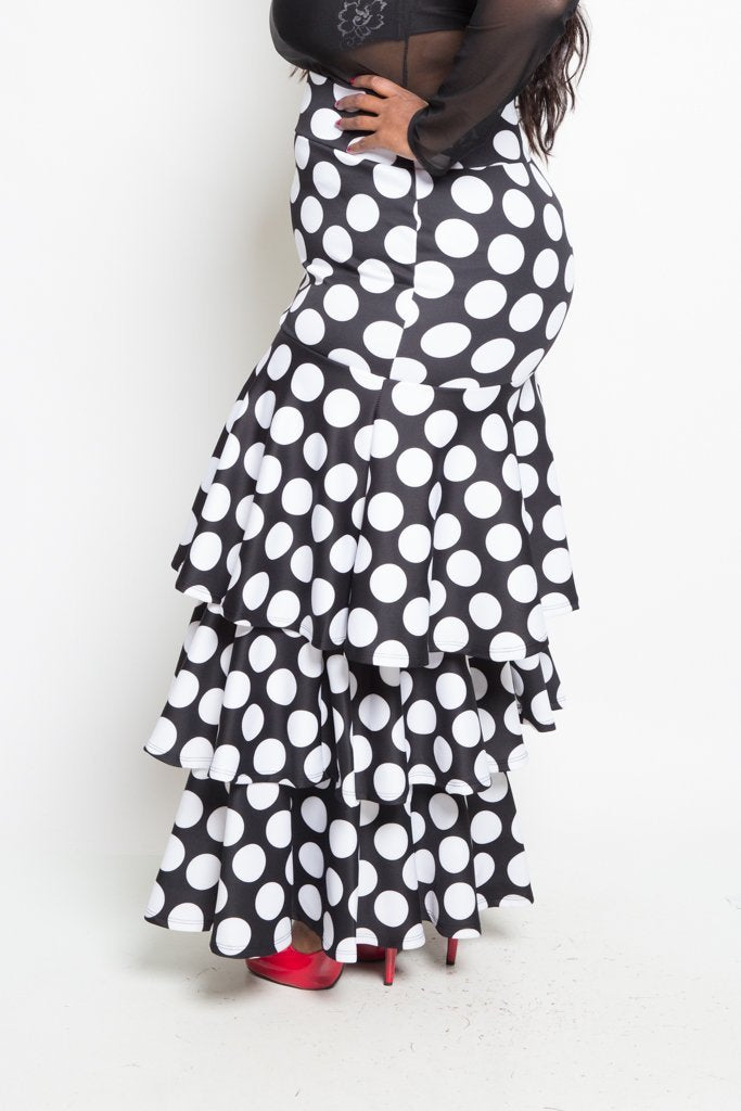 Plus Size Layered Polka Dot Maxi Skirt