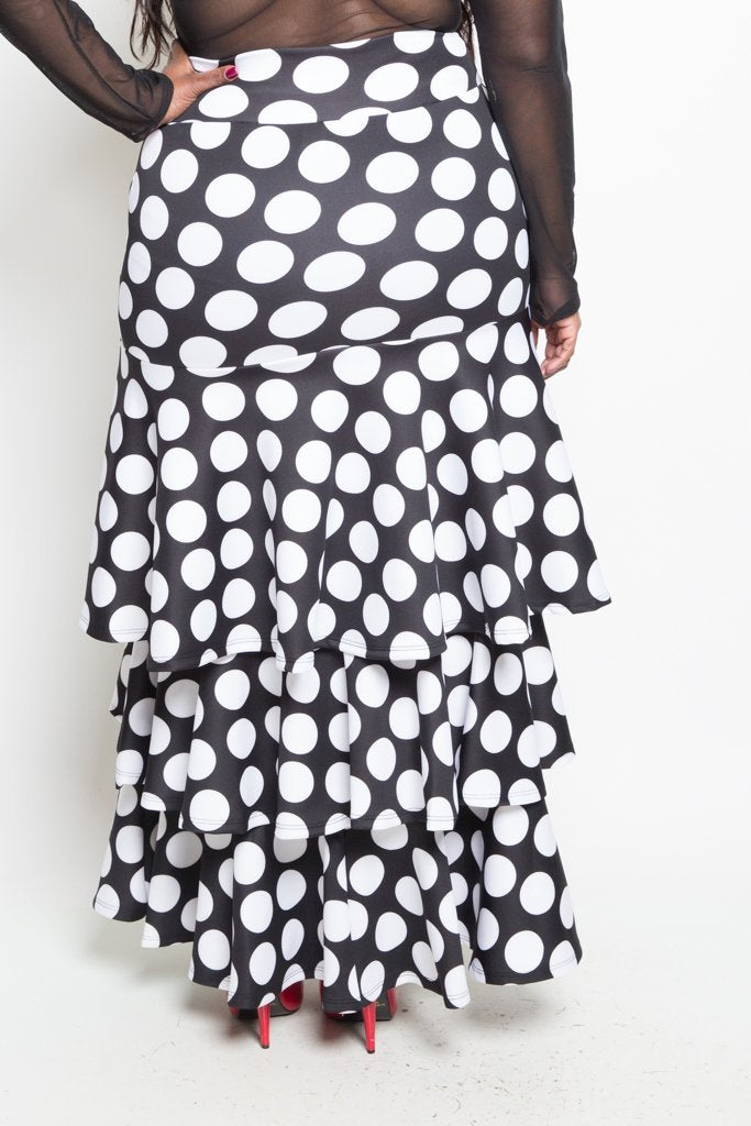 Plus Size Layered Polka Dot Maxi Skirt
