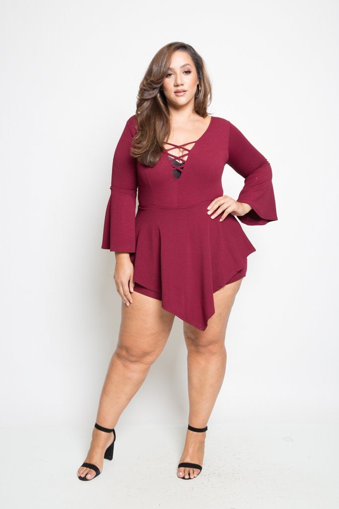 Plus Size Hot Cross Straps Asymmetric Dress