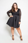 Plus Size Sheer Crochet Lace Flare Dress