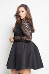 Plus Size Sheer Crochet Lace Flare Dress