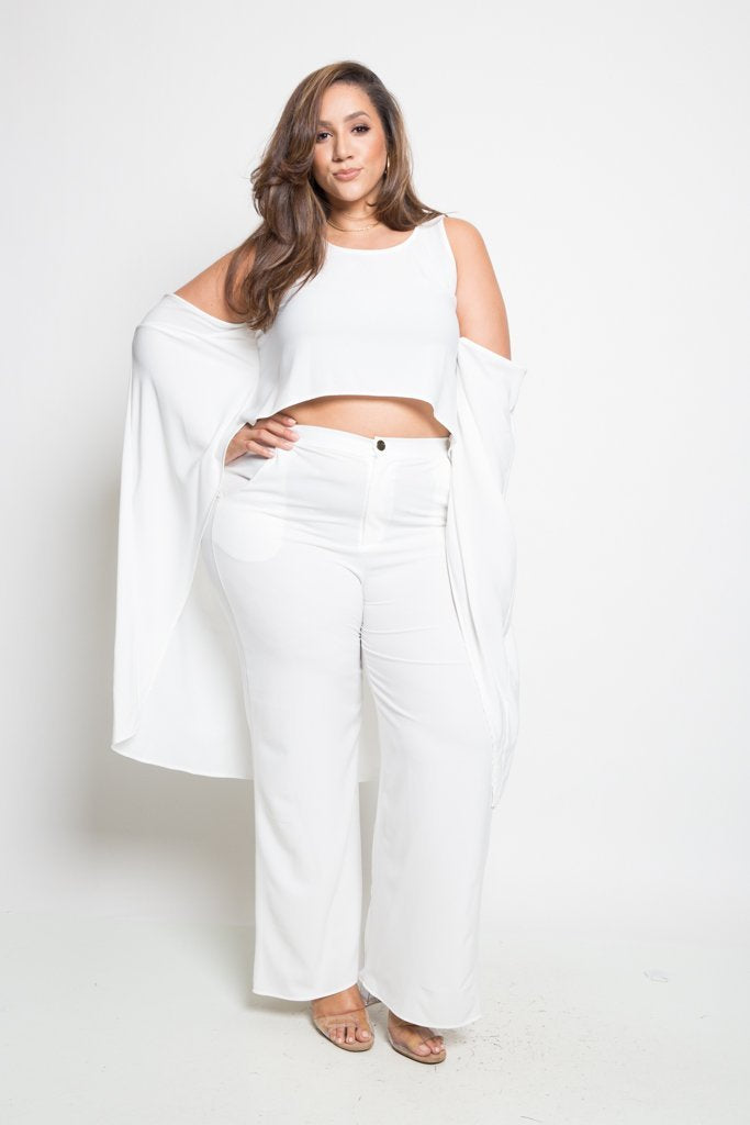 Plus Size Elegant 2-Piece Top Bottom Pants Set