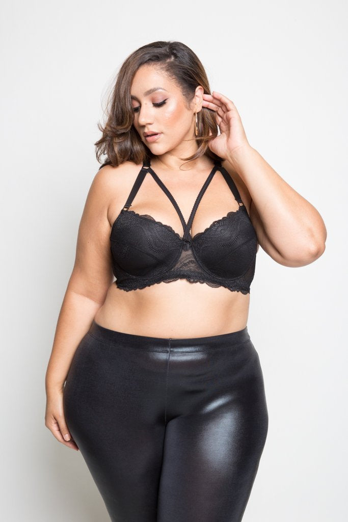 Plus Size Lace Overlay Cup Size DD Bra [Final Sale Item]